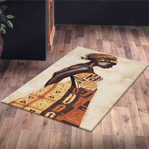 Tapis imprimé avec motif ethnique féminin, antidérapant, imprimé 3D moderne, tapis fin non tissé - Product Image 1