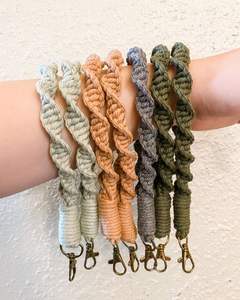 Macrame Keychain Soft Cotton Wristlet <b>Bracelet</b> Hand Braided <b>Knotted</b> Keyring Holder From Isar International - Product Image 5