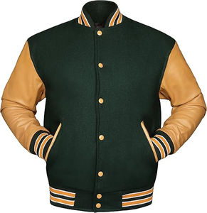 Chaqueta de Béisbol para Hombre, Transpirable, Personalizada, de Cuero Genuino y Lana, Chaqueta Personalizada de Alta Calidad para Hombre - Product Image 1