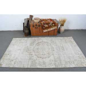 Tapis turc 4,1 x 7,2 pieds, tapis, tapis persan blanc en laine - Product Image 2