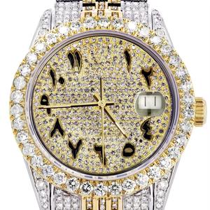 Venta al por mayor de lujo Mossinate oro Acero inoxidable diamante reloj completo cristal helado disponible para precio al por mayor - Product Image 1
