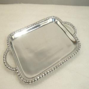 Meilleure qualité en acier inoxydable avec deux poignées avec forme ronde Style de décoration meilleur plateau de service en gros à vendre - Product Image 4