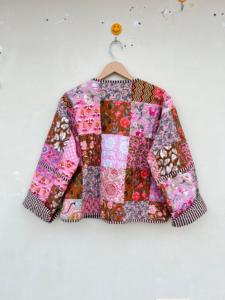 Chaqueta de algodón acolchada de retazos, abrigo bohemio reversible hecho a mano para mujer, ropa de invierno con estampado de bloques, chaqueta acolchada, abrigo, regalo - Product Image 2