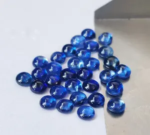 蓝色蓝晶石圆形光滑抛光宝石批发蓝晶石凸圆形珠宝首饰批量供应