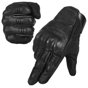 Gants de moto en cuir véritable imperméables avec écran tactile, couleur noir et rouge, par KARIMAN INDUSTRY - Product Image 1