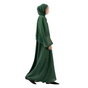 Forest Green <b>Abaya</b> With Matching Hijab For <b>Women</b> Muslim Modest Dress Dubai Kaftan Islamic Clothing Middle East Style Gown - Product Image 3
