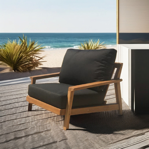 Elegante y Cómodo Sillón Individual de Madera de Teca Moderna y Duradera, Muebles de Ratán para Exteriores, Patio, Piscina y Parque - Product Image 2