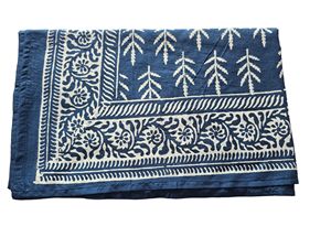 Pareo de Algodón con Estampado Indigo Hecho a Mano para Mujer, 100% Algodón, Cubierta de Playa, Talla 44 x 72 Pulgadas - Product Image 3