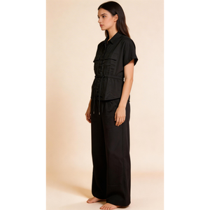 Woven Modal Robe Set with Elastic Waistband-Soft & Breathable Co-Ord Pajama Set <b>for</b> Everyday Comfort - Product Image 5