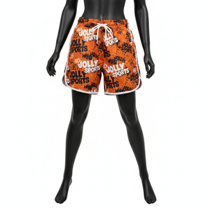 Shorts Deportivos para Mujer, 200 GSM, Nailon y Spandex, Color Naranja Brillante, Panel Lateral con Estampado Personalizado, Logotipo Impreso - Product Image 6