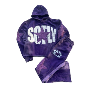 ชุดวอร์มผ้าคอตตอนซักสำหรับผู้ชายผ้าโพลีเอสเตอร์ปักลายพลอยเทียมปักโลโก้ได้ตามต้องการ - Product Image 4