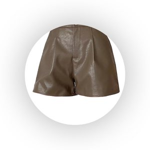 Pantalones cortos de cuero para mujer de alta calidad, ropa informal, diseño de cintura alta con decoración de logotipo transpirable, directo desde Pakistán - Product Image 4