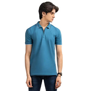 Camiseta de polo de punto de algodón antiarrugas a la moda para hombre, 100% algodón, media cremallera, manga corta, logotipo personalizado sólido, fábrica - Product Image 5