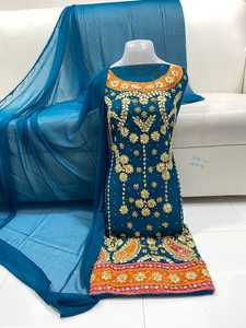Designer Embroidered Genuine Leather High-quality All-season <b>Pakistani</b> Women's <b>Eid</b> Collections New Arrivals Lehenga Choli <b>Dress</b> - Product Image 5