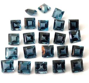 Topacio azul Londres natural corte cuadrado 7mm facetado-cuadrado de Topacio Azul Londres Suelto - Product Image 3