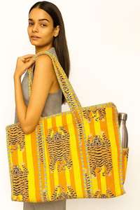 Sacs fourre-tout matelassés en coton imprimés à la main, sacs fourre-tout traditionnels indiens, sacs fourre-tout artisanaux avec imprimés à la main - Product Image 4