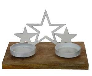 Meilleure vente coeur en aluminium et T-Light couleur blanche sur socle en bois lot de 2 fabriqués à la main personnalisés décoratifs de Noël - Product Image 6