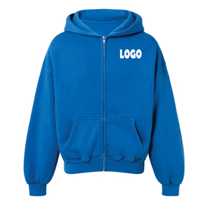 High Quality Customized <b>Men's</b> Oversized Heavyweight 100% Cotton Winter Full Zipper <b>Zip</b>-<b>Up</b> <b>Hoodie</b> Jacket <b>Black</b> Windproof Pocket - Product Image 1