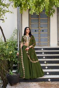 Última tendencia Georgette Lehenga Choli secuencia y bordado trabajo con Dupatta India exporta calidad - Product Image 3