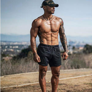 Short d'été double couche respirant à séchage rapide pour hommes Short de sport d'entraînement pour la course à pied Short droit de cinq pouces - Product Image 3