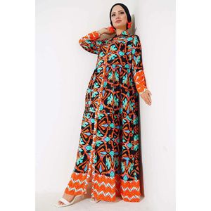 Robe Viscose Boutonnée Brique Noire - Product Image 2