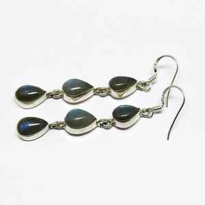 Pendientes colgantes clásicos hechos a mano sólidos de Plata de Ley 925 con forma de pera Natural, labradorita, piedras preciosas, ajuste de bisel, regalo fino - Product Image 5