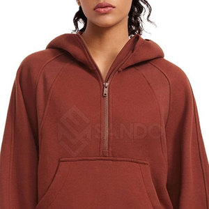 Elegante suéter de moda para mujer con media cremallera Sudadera con capucha 2023 hecho a medida último diseño mujeres media cremallera sudaderas con capucha para mujer - Product Image 4