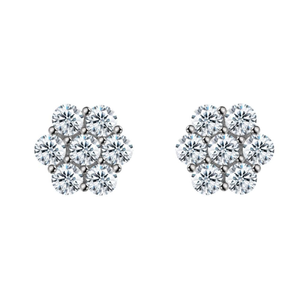 14K Gold Cluster <b>Halo</b> Stud <b>Earrings</b> with Round Cut VVS Moissanite Diamond Hip Hop Style - Product Image 2