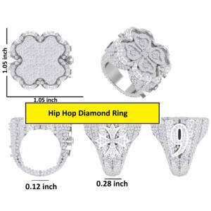แหวนฮิปฮอปประดับเพชรสำหรับผู้ชายแหวนเพชรสำหรับปลูก14Kt สีขาวทองระยิบระยับหรูหรา - Product Image 6