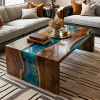 Table console moderne en bois d'acacia et résine époxy, taille et design personnalisables, décoration de la maison pour Diwali, table de bureau