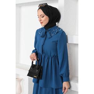 Conjunto Casual de Falda y Top Largo de Mezclilla con Perlas para Mujer, Talla XS, Estilo Club o Formal - Product Image 2