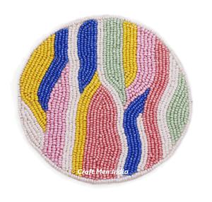 Good Quality Round Custom Seed Beaded Different Design <b>Cork</b> Drinking <b>Coaster</b> Household Accessories - Product Image 5