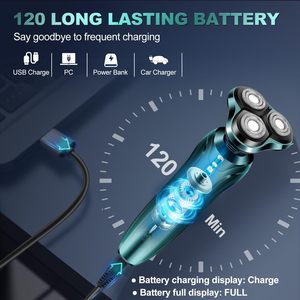 Afeitadora Eléctrica para Hombre, Afeitadora Rotativa de Triple Cuchilla para Uso en Seco y Húmedo, Impermeable IPX7, Inalámbrica, Mini Afeitadora Eléctrica de Repuesto - Product Image 5