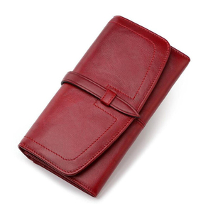 Cartera de piel Vintage para mujer con estampado de logotipo personalizado 2024 disponible en diferentes colores con cierre de cremallera - Product Image 1