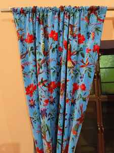 Cortinas y cenefas modernas de terciopelo con estampado de pájaro azul cielo, decoración de lujo hecha a mano para el hogar, barra opaca de bolsillo, fábrica de bajo costo - Product Image 6