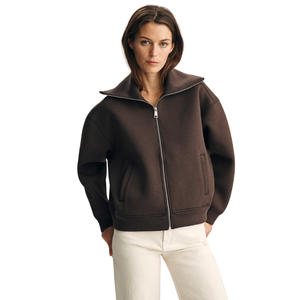 Sweat-shirt à capuche zippé en polaire de polyester à col rond surdimensionné pour femmes, respirant, tricoté, décontracté, imprimé numérique, automne, grande taille, OEM - Product Image 1