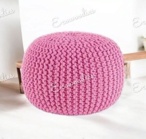 100 pour cent moderne rond rose coton rond fait à la main Double tabouret tricoté avec coussin tressé Pouf os incrustation Console - Product Image 2