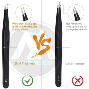6PCS Precision Tweezers Set Upgraded Anti-Static Stainless Steel Curved Mirror Polish MAQNSCO Brand Gouge Small Spoon - Product Image 2