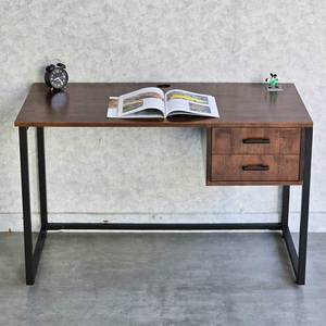BD68116 Computer Desk with 120x60cm Drawers Rubber Wood and <b>Iron</b> Legs - Product Image 3