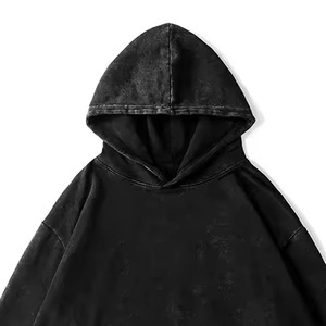 เสื้อฮู้ดผู้ชายแบบปรับแต่งได้ ผ้าฟลีซสำหรับฤดูหนาว ระบายอากาศดี ดีไซน์สโตนวอชสีซีดแบบเทรนด์  แฟชั่นลำลองกลางแจ้ง สีพื้นเรียบ - Product Image 5