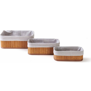 Juego de 3 Cestas de Almacenamiento de Bambú, Color Beige - Product Image 3