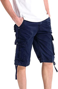 Shorts cargo bleus pour hommes – Grande vente – Personnalisables avec étiquette privée – Décontractés – Demi-pantalons unis avec grandes poches pour hommes - Product Image 4