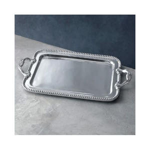 Prix de gros Plateau de service en argent Plat de service au design moderne pour restaurant Fait à la main en vrac - Product Image 5