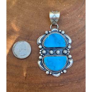 Pendentif Jeff James Kingman serti clos avec turquoise et technologie d'incrustation en argent sterling - Product Image 3