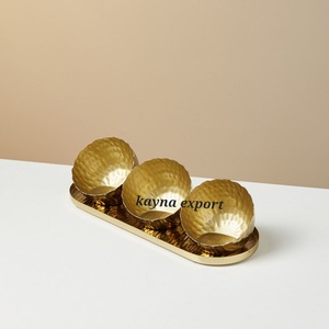 Lot de 3 bols en métal poli avec plateau pour servir des fruits secs pour les fêtes - Product Image 2
