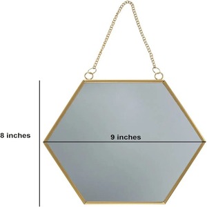 Art India Collections Miroir mural hexagonal 8x9 pouces en métal doré avec cadre en verre pour mariages - Product Image 4