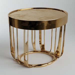 Table d'appoint en métal de style postmoderne de luxe avec finition en PVD doré sur mesure, idéale pour la décoration de la maison, avec fonction de miroir. - Product Image 6