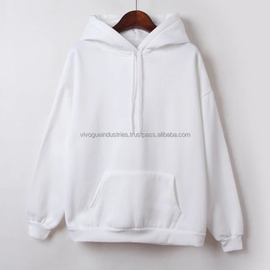 Custom <b>Women</b> Regular <b>White</b> Blank Winter Crop Top <b>Hoodie</b> Casual Oversized Puff Print Front Pullover Hoodies Sweatshirts 100% - Product Image 1