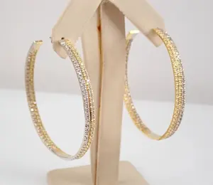 Women's Tishya Diamond 925 Sterling <b>Silver</b> Hoop <b>Earrings</b> 2 Ct Cut Moissanite Gold Plated <b>Wedding</b> Party Anniversary - Product Image 5