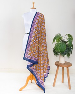 Hand Block Floral Printed Cotton Sarong Indian Block Print Beach Wrap Summer <b>Cover</b> <b>Up</b> - Product Image 1